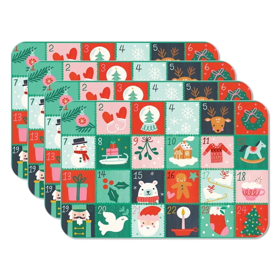 CounterArt Christmas Countdown 4-Pack Reversible Plastic Tabletop Placemats