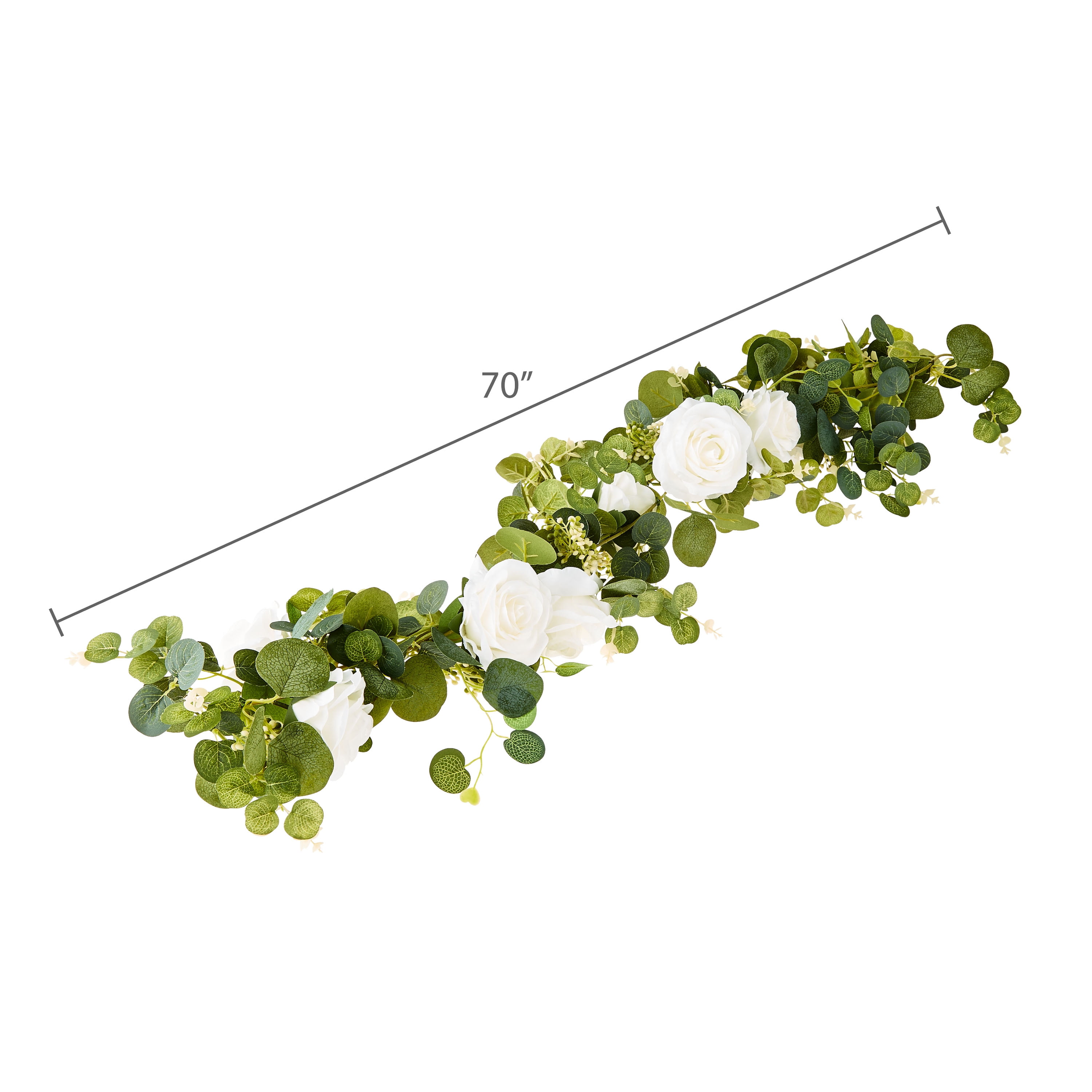 Artificial White Rose Garland, 70", by Way To Celebrate
