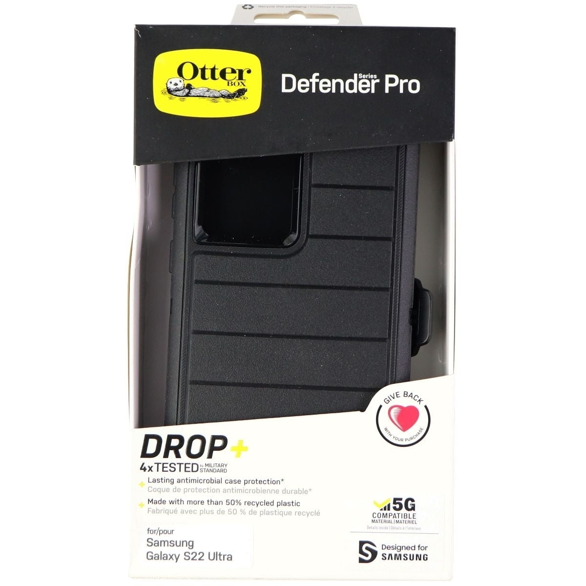 OtterBox Defender Pro Series Case and Holster for Galaxy S22 Ultra - Black