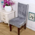 thumbnail image 2 of Deago 1 Pack Velvet Stretch Dining Room Chair Covers Soft Removable Dining Chair Slipcovers, Gray, 2 of 7