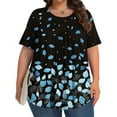 thumbnail image 2 of Jsaierl Plus Size Pleated Tops for Women Trendy Short Sleeve Blouses Dressy Casual Crewneck Tunics Cute Floral Print Summer Boho Top L-5XL, 2 of 7