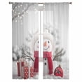 thumbnail image 2 of Christmas Snowman Sheer Curtains 108 Inches Long, Xmas Balls Winter Gift Holiday Light Filtering Window Curtains for Living Room/Bedroom, Rod Pocket Voile Sheer Curtain Drapes, 52"W x 108"L, 2 Panels, 2 of 9