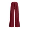 thumbnail image 5 of Htigea Womens Straight Leg Dress Pants High Waisted Button Pleated Business Trousers Solid Color Office Work Commute Pant Red S, 5 of 8