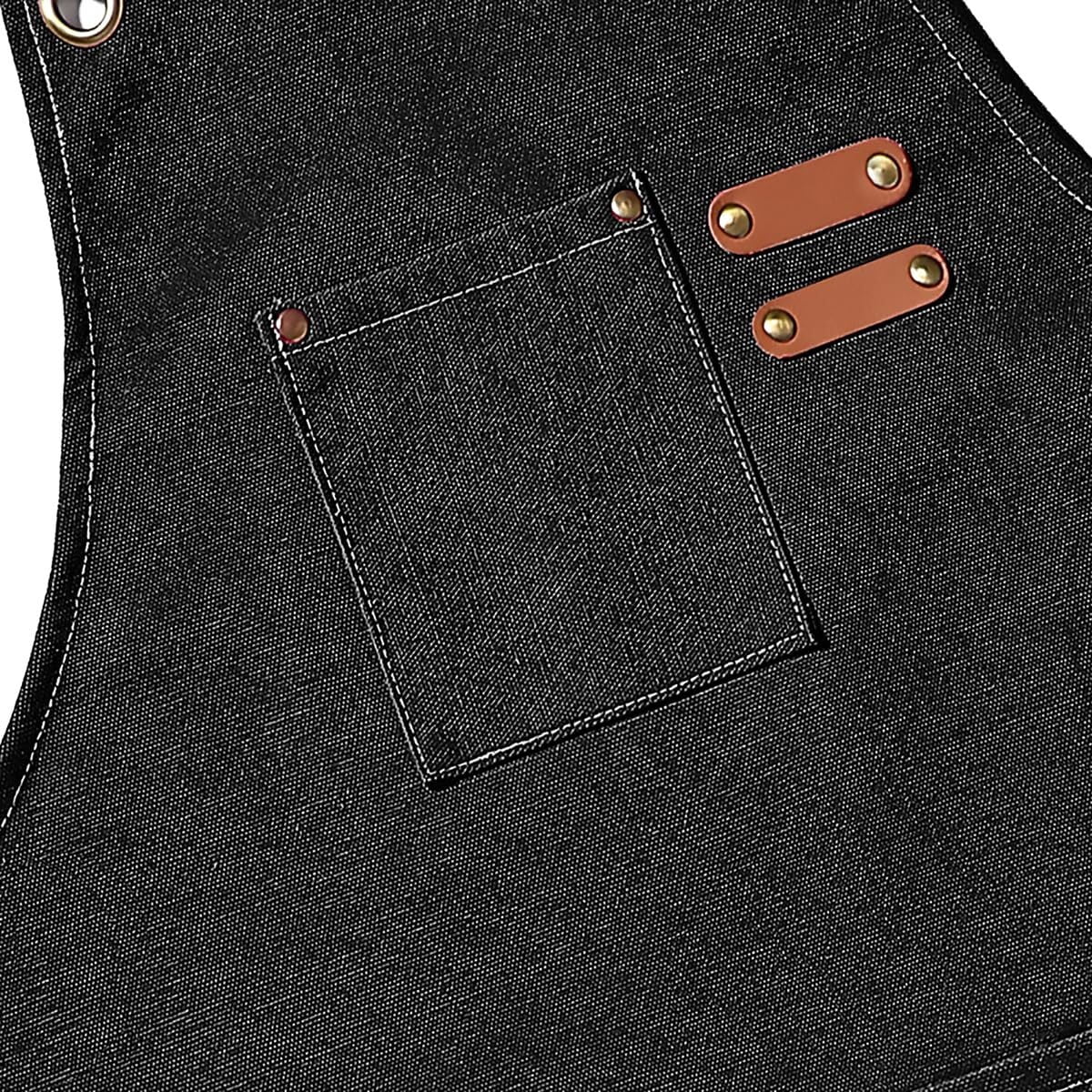 Chef Aprons for Men Women with Large Pockets, Cotton Canvas Cross Back Heavy Duty Adjustable Work Apron, Size M to XXL(Grey)