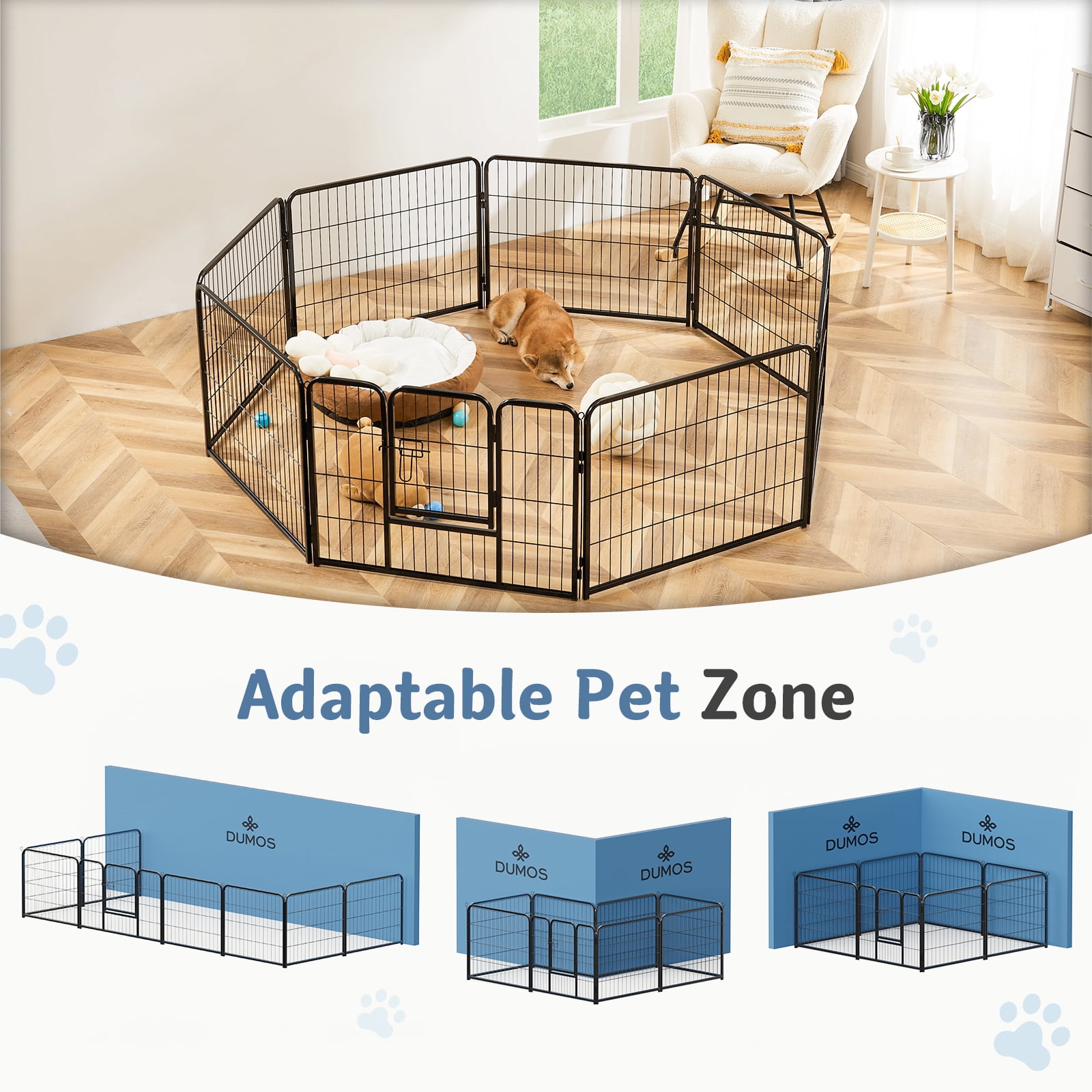edx Dog Playpen, 8 Panels 24" Foldable Heavy Duty Metal Pet Fence with Doors Indoor Outdoor edx Dog Playpen, 8 Panels 24" Foldable Heavy Duty Metal Pet Fence with Doors Indoor Outdoor - Image 4
