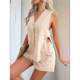 thumbnail image 5 of Conjuntos de 2 Piezas para Vacaciones de Verano para Mujer, para Playa, Viajes, Cruceros, Resorts, Camisetas Sin Mangas y Pantalones Cortos Casuales, Color Caqui, Talla L, 5 of 10