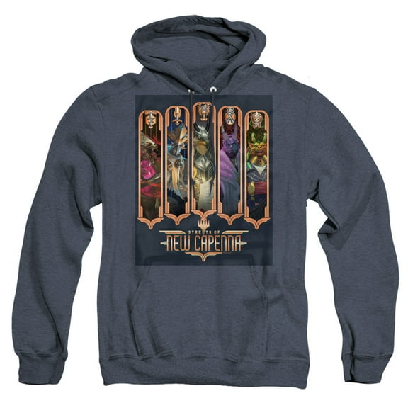 Magic The Gathering The Five Houses Unisex Adult Pull-Over Heather Hoodie,Navy, 2X-Large
