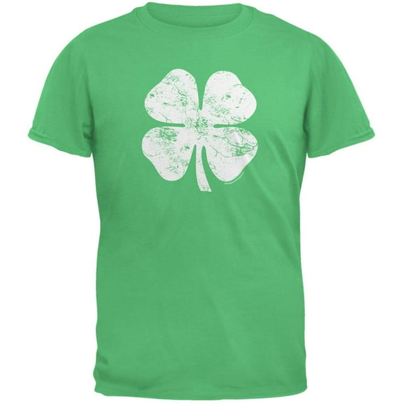 Large Distressed Shamrock Irish Green Adult T-Shirt - Small