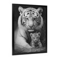 thumbnail image 2 of WFSposter Black and White Tiger Canvas Wall Art Tiger Mom with Cub Picture Wild Animal Painting Modern Artwork for Home Decor, 2 of 7