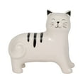thumbnail image 6 of Whimsical Cat Figurine for Home Decor - Ceramic Sculpture for Living Room, Office, Bathroom, or Shelf Styling - Modern Boho Style Ornament for Coffee Tables and Room Accents - 7", White & Black, 6 of 12