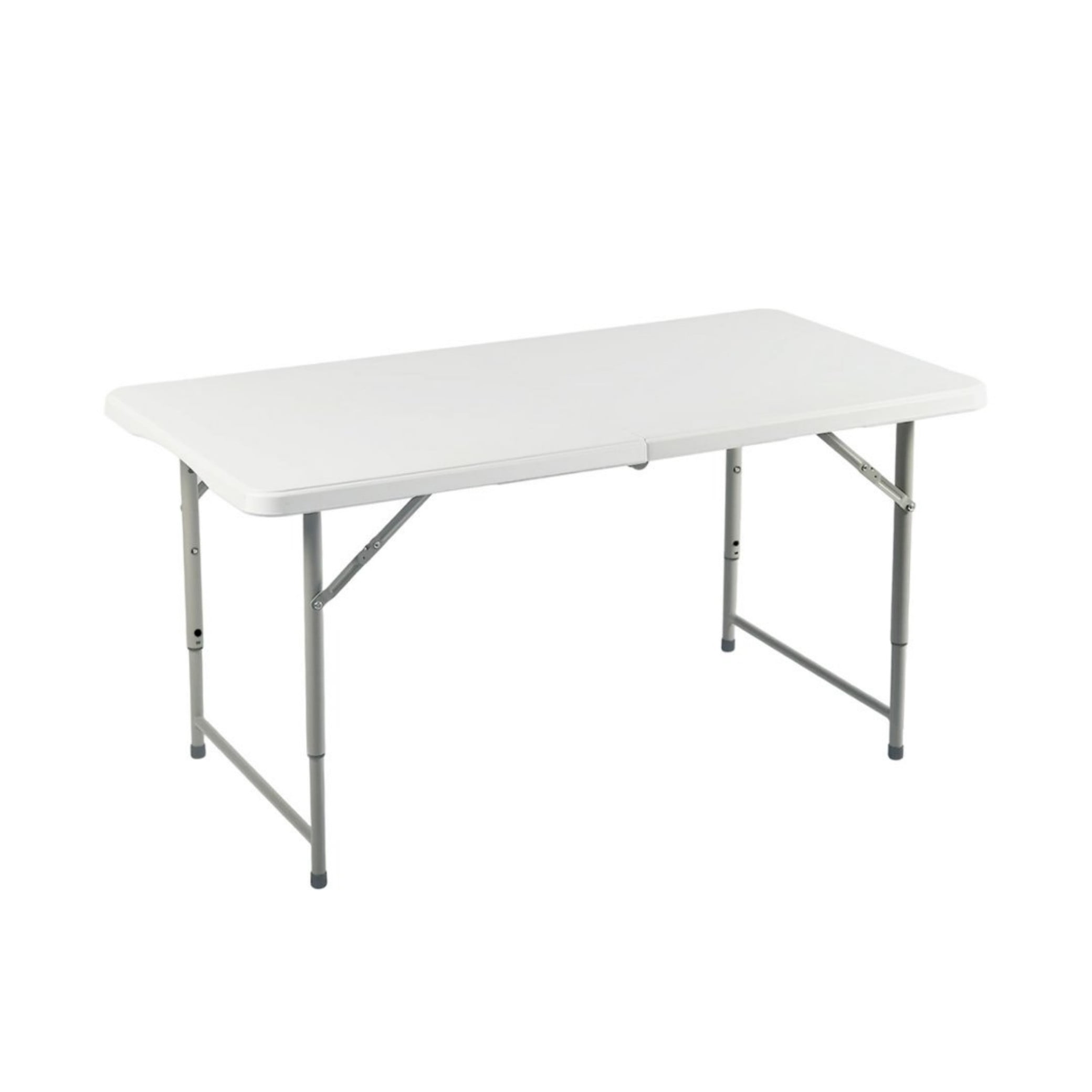 BSHTI 48" Rectangular Folding Dining Table – 3 Adjustable Height Settings with Carrying Handle, Indoor & Outdoor Use for Dining Room, Living Room, Office & Camping, White