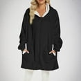 thumbnail image 2 of WREESH Fashion Winter Jacket Womens Solid Color Warm Hooded Plus Size Home Casual Jacket Long Sleeved Hooded Casual Jacket Black, 2 of 5