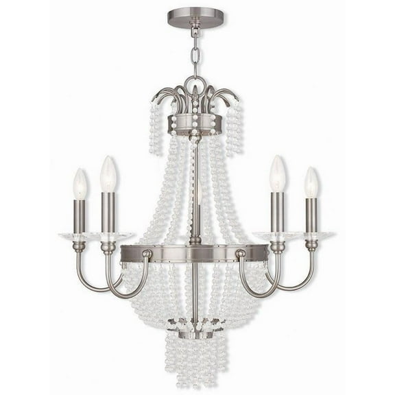 French Country Traditional Five Light Chandelier-Brushed Nickel Finish Bailey Street Home 218-Bel-1875465
