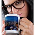 thumbnail image 2 of 3drose, Singapore, Elevated City Skyline Above Marina Reservoir, Dusk, 11oz Two-tone Black Mug, 2 of 6