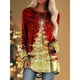 thumbnail image 2 of Camiseta de manga larga con estampado 3D para mujer, ropa de calle de gran tamaño con Árbol de Navidad, muñeco de nieve, Túnica, Tops, 2 of 5