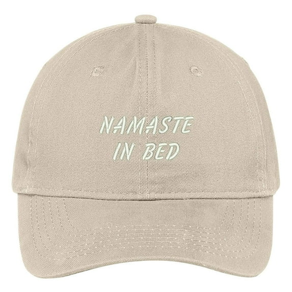 Trendy Apparel Shop Namaste In Bed Embroidered Low Profile Deluxe Cotton Cap Dad Hat