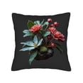 thumbnail image 4 of Set of 2 Decorative Throw Pillow Covers 18x18in - Vibrant Botanical Floral Design with Red Pink & Yellow Flowers on Dark Background - Perfect for Couch Bed Car, 4 of 8