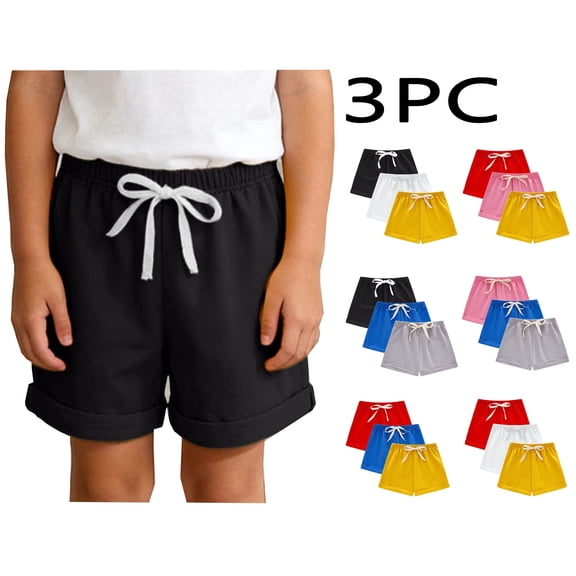 Vornjynx Boys Girls Pull On Shorts 3 Pack Elastic Waist Classic Fit Comfort Soft Summer Casual Running Shorts Red Size 3