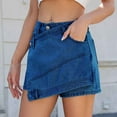 thumbnail image 6 of APEXFWDT Denim Skirt Women Casual Asymmetrical Wrap Denim Jean Skort Jean Skirt Trendy Stretchy Short Skirt with Pockets,XL,Dark Blue, 6 of 6