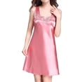 thumbnail image 2 of SWSMCLT Women's Sexy Pajamas Summer Nightgown Silky Lightweight V Neck Sleepwear Soft Satin Valentines Day Coral Large, 2 of 4