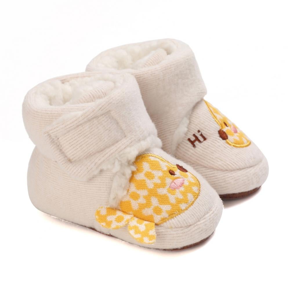 SOFMUO Unisex Baby Cotton Fleece Booties Newborn Boys Girls Plush Cotton Socks Soft Sole Warm Winter Infant Slippers Toddler Crib Shoes 