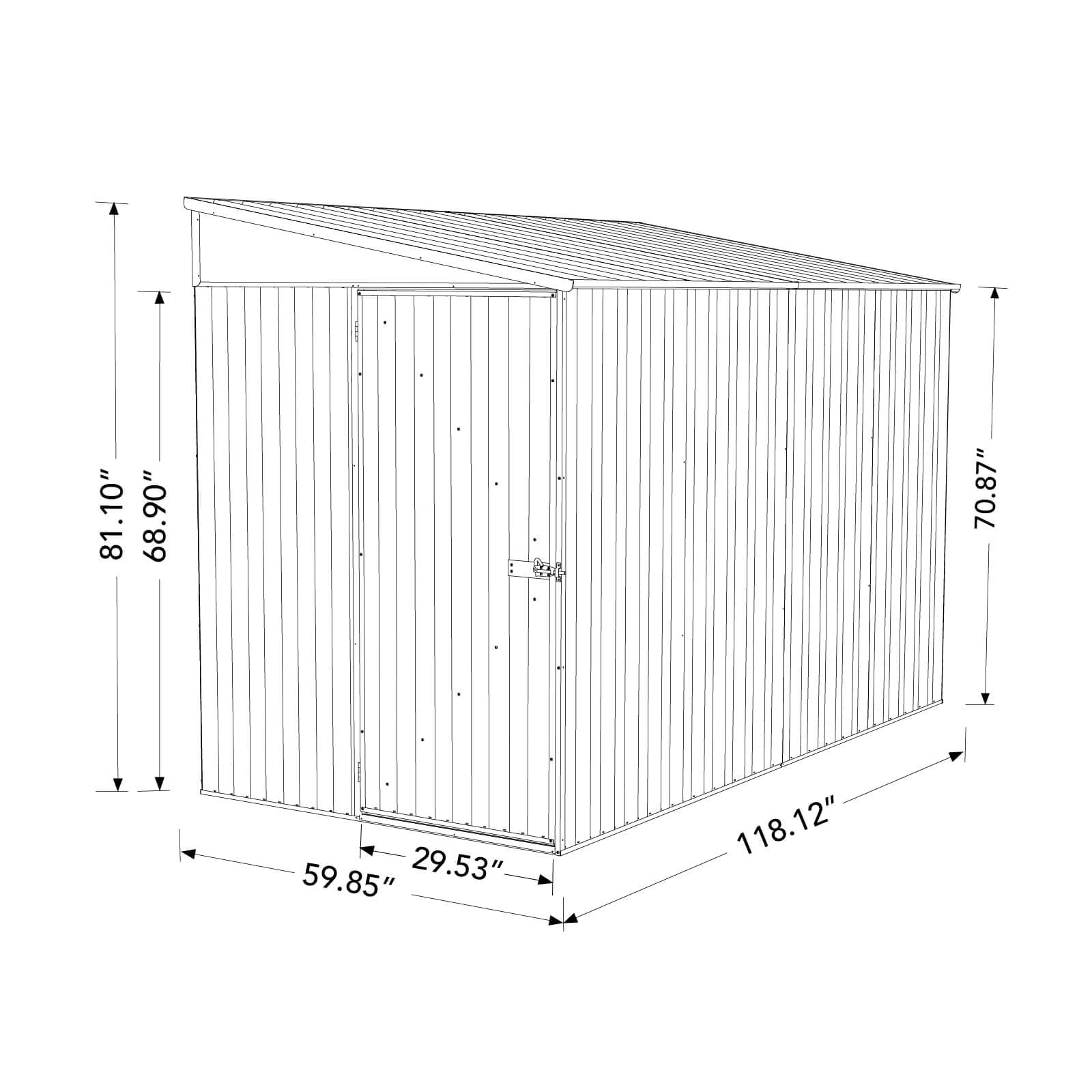 Absco Durango 5' x 10' Metal Bike Shed - Pale Eucalypt