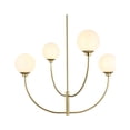 thumbnail image 3 of Living District Nyomi 36" 4-Light Metal/Glass Chandelier in Brass/White, 3 of 8