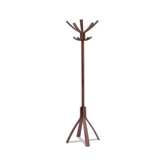 Caf Wood Coat Stand Ten Peg/Five Hook, 21.67w x 21.67d x 69.33h, Espresso Brown