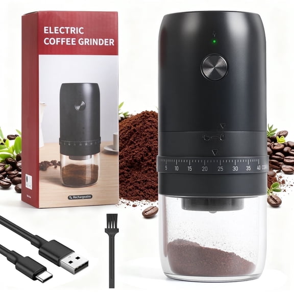 YDLW Rechargeable Electric Coffee Grinder with 40 Grind Settings, Portable Grinder for Home, Office & Camping, Frosted Body