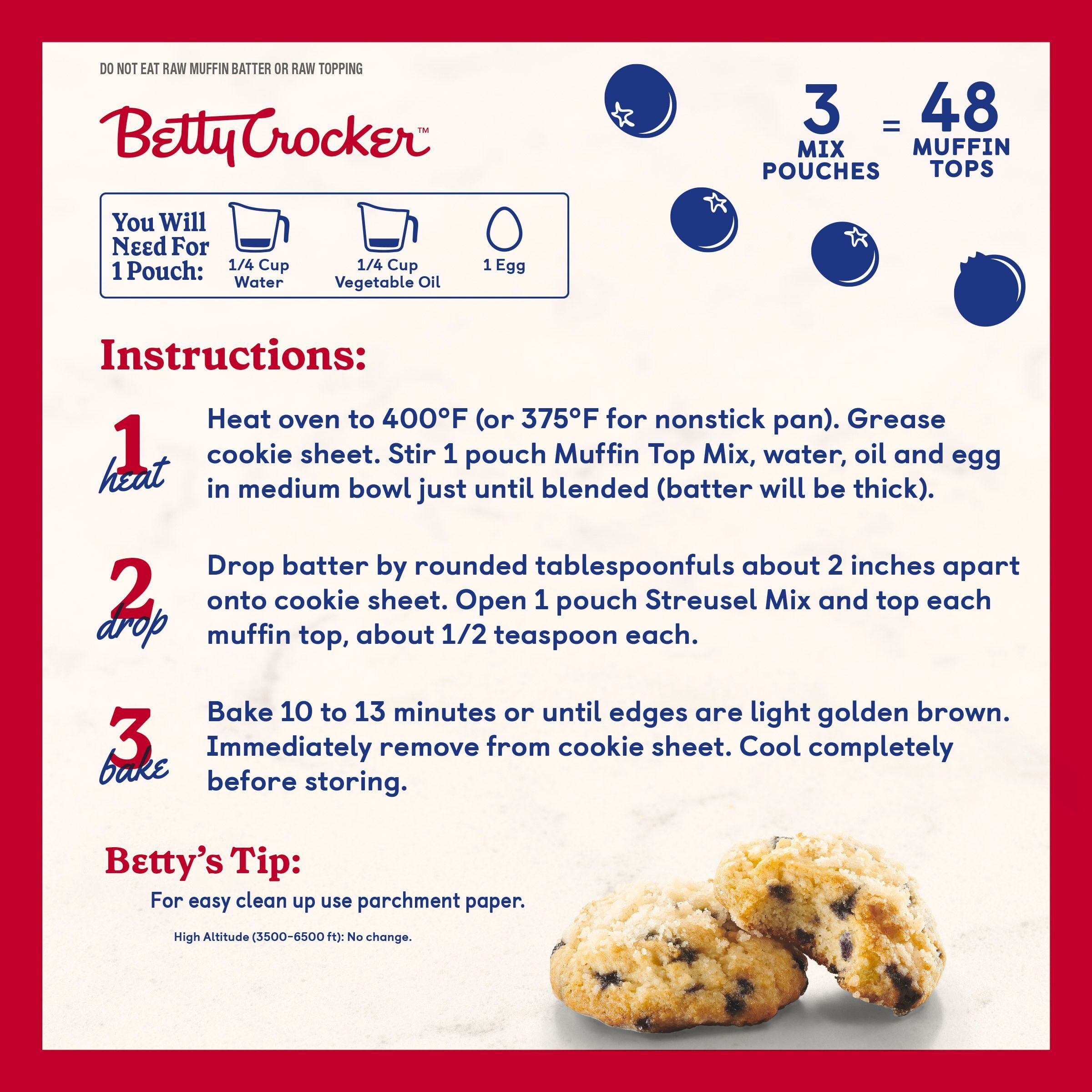 Betty Crocker Blueberry Muffin Tops Mix 3 Pack, 35.7 oz