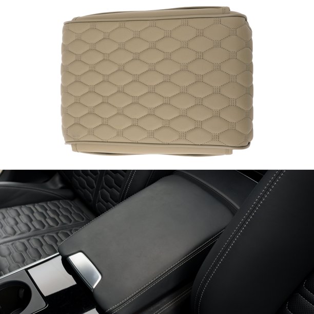 Funda del Consola Central del Coche Unique Bargains con Bolsa de Almacenamiento 12.60"x8.66"x1.97" Beige Cuero Napa