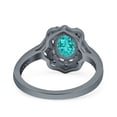 thumbnail image 3 of Oval Art Deco Accent Vintage Ring Black Tone Paraiba Tourmaline CZ 925 Sterling Silver Size 8, 3 of 6