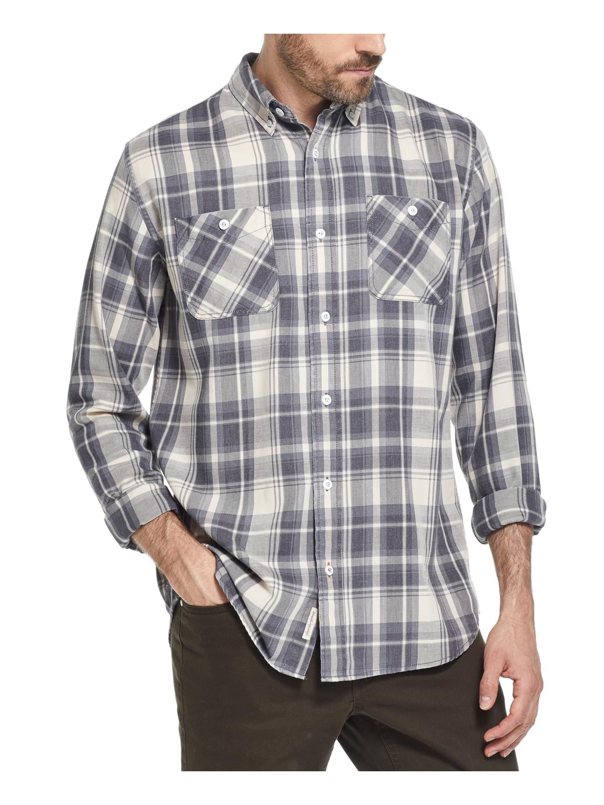 Weatherproof Vintage Mens Flannel Plaid Button-Down Shirt - Walmart.com