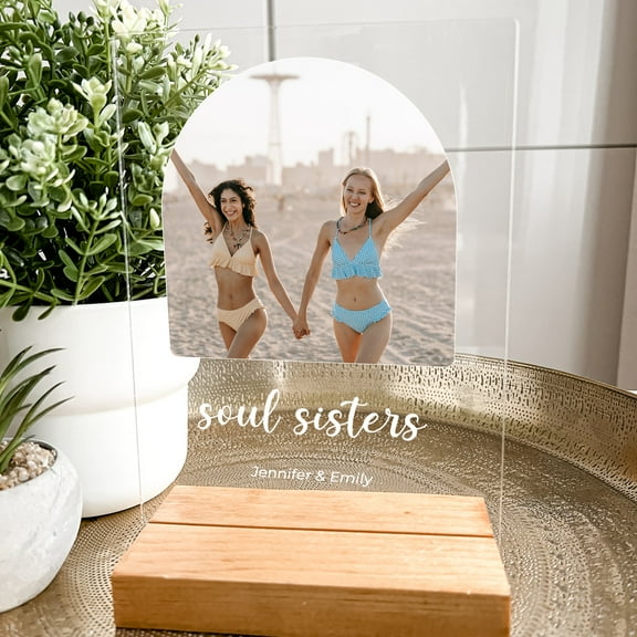 Custom Personalized Photo Picture Plaque Girls Best Friends BFF Mate Buddy Pal Home Dcor Gift for Her Custom Wood Stand Engraved, Christmas
