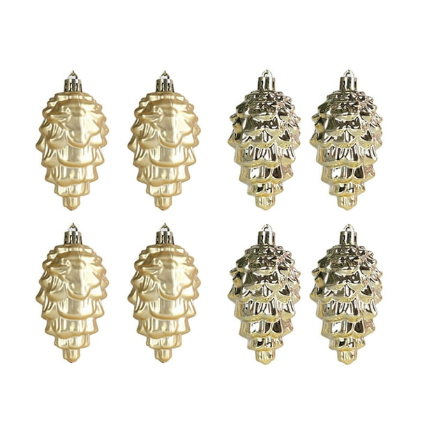 Advancent Decoraciones navideñas de 8 piezas, decoraciones de árbol de plástico duraderas para un ambiente festivo pensativo Kits de decoración para fiestas Oro