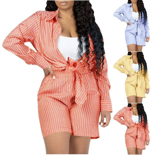 Tidyack , Offre Limitée, Ensemble Chemise Décontractée d'Été, Haut à Col Rabattu Deux Pièces, Design Poche Patch, Ajustement Slim à Manches Longues, pour Femmes Bureau Voyage, Mélange de Coton Respirant, Tenue Légère et Élégante