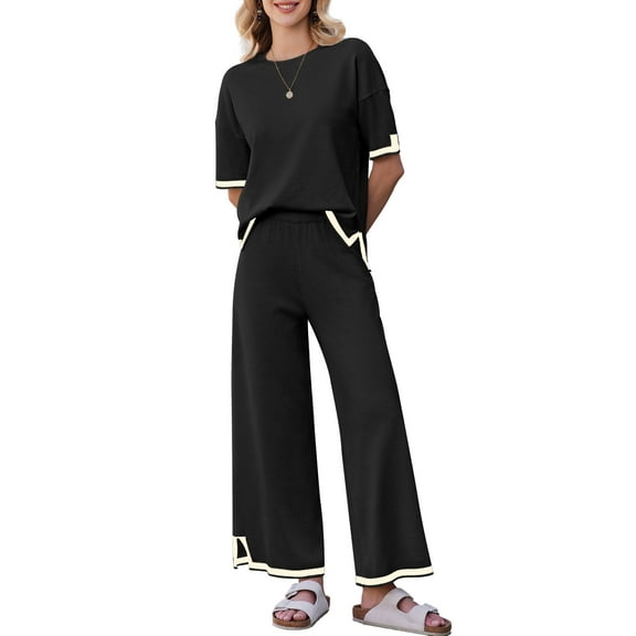 Avidlove Lounge Sets for Women Travel Outfits 2 Piece Sets Knit Short Sleeve Sweater Loungwear