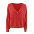 thumbnail image 5 of Pyhlmscde Women's V Neck Loose Color Sweater Cardigan Outerwear, Womens Fall Tops, V Neck Cardigan for Women, Womens Tops, 5 of 6