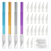 Uxcell 44 Pcs Exacto Knife Set Includes 4 Pcs Craft Hobby Knife and 40 Exacto Blades(Purple, Gold, Blue, Silvery)