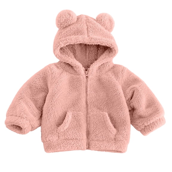 StSilkitty Baby Boys Girls Fleece Hooded Jacket Zip up Long Sleeve Jacket Coat with Pockets Fall Winter Warm Clothes Size 0-6