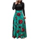 thumbnail image 2 of ICHUANYI Clearance Women Summer Long Sleeve Floral Printed Casual Patchwork Dress Maxi Dress(Green, M) ICHUANYI WER2023081108006, 2 of 5