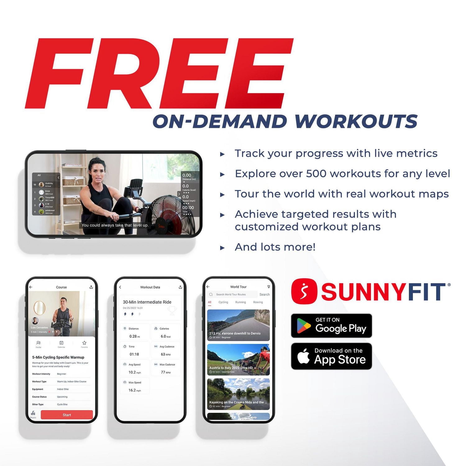 Sunny Health & Fitness Smart Magnetic Rowing Machine with Extended Slide Rail with Exclusive SunnyFit® App Enhanced Bluetooth Connectivity – SF-RW522016