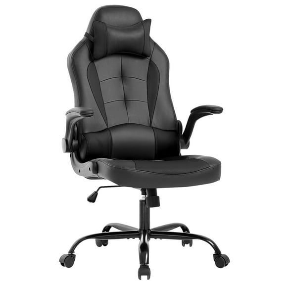 PayLessHere Gaming Chair With Lumbar Support, Adjustable Headrest Office Chair For Adults, Black
