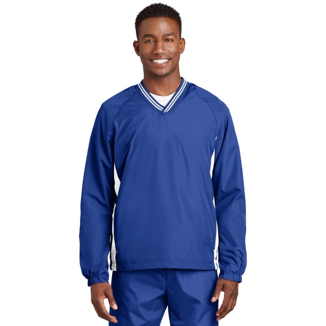 Sport-Tek &174; Chemise Coupe-Vent Raglan à Col en V. Jst62 5TG Bleu Royal/blanc