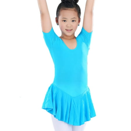 

Children Girl Dance Dress Short Sleeve Ballet Skirt Perfomance Clothing
