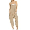thumbnail image 2 of Dyfzdhu Jumpsuits For Women Casual Summer Jumpsuit Sleeveless Loose Solid Color Fashion Strap Loose Jumpsuit Pocket Jumpsuit For Women Khaki Xxxl, 2 of 5