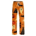 thumbnail image 5 of JULMCOMO Halloween Pajama Pants for Women Pumpkin Blood Ghost Print Drawstring Elastic Waist Trendy Pajamas Pants Fuuny Print Comfy Loose Pjs Saffron 3XL, 5 of 6
