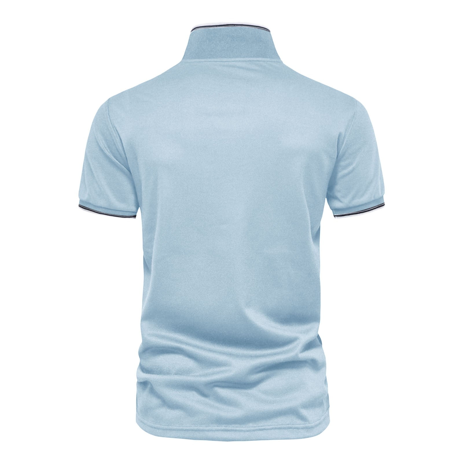 Light Blue Mens Polo Shirts Mens Fashion Casual Solid Color Cotton V Neck  Button Short Sleeve T Shirt Top - Walmart.com