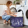 thumbnail image 7 of Home Organizer Foldable Fabric Storage Bin With Handle White Navy Blue, 7 of 7