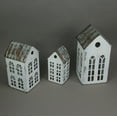 thumbnail image 3 of Zeckos White Metal Farmhouse Shaped Candle Holders Set of 3, 3 of 5